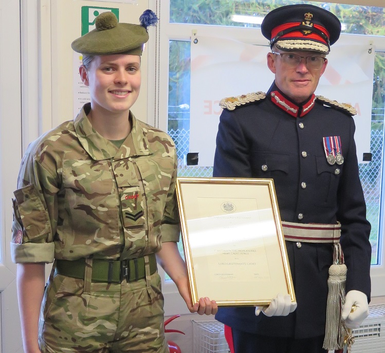 Darcey appointed new Lord-Lieutenant’s Cadet - Highland Reserve Forces ...